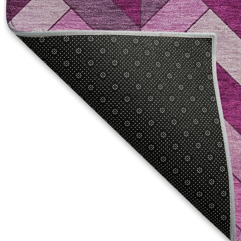 Machine Washable Indoor/ Outdoor Modern Chevron Chantille Rug