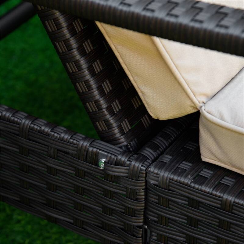 4-Level Outdoor PE Rattan Lounger Chair with Adjustable Backrest and Padded Cushion