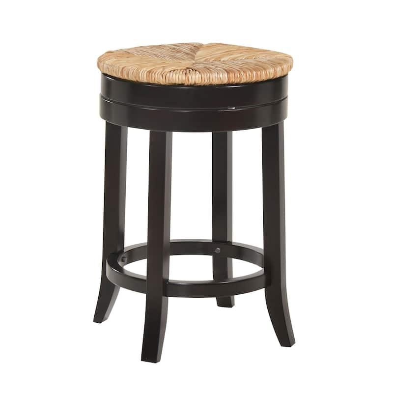 24" Brown and Beige Counter Stool with Swivel Rush Seat