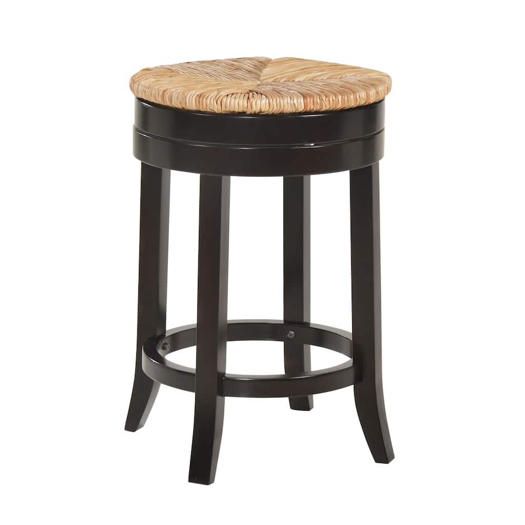24" Brown and Beige Counter Stool with Swivel Rush Seat