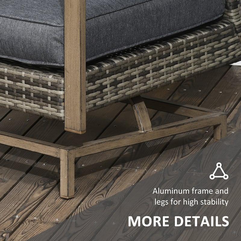 Outsunny 3-Piece Patio Bistro Set, PE Rattan Wicker Outdoor Furniture with Soft Cushions, 2 Rocking Chairs