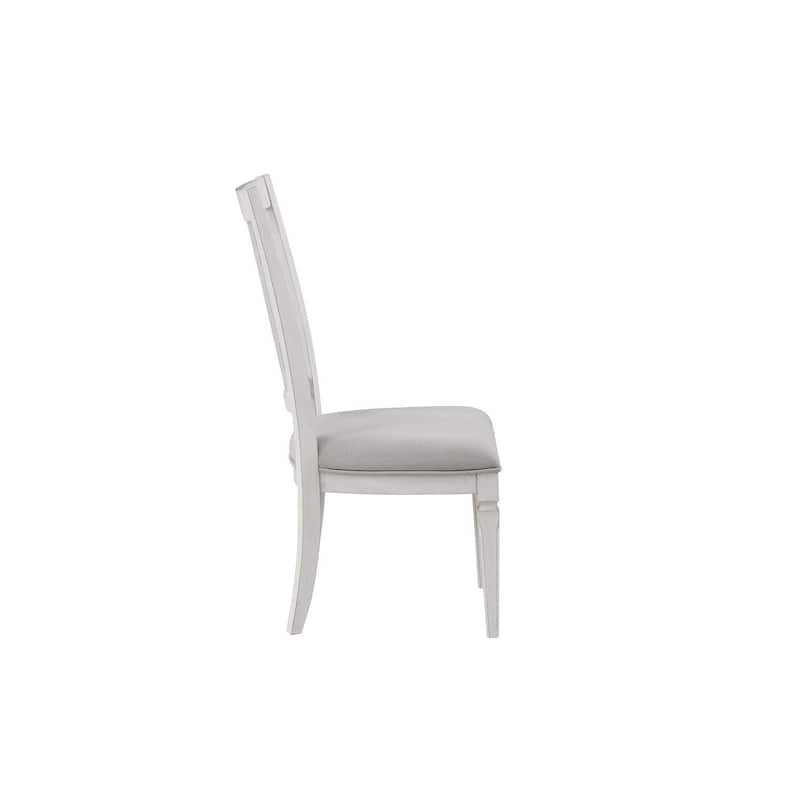Weathered White/Light Gray Fabric Upholstered Wood Frame Dining Chair, Set of 2, Sturdy Dining Chair for Dining Rooms - 21.75
