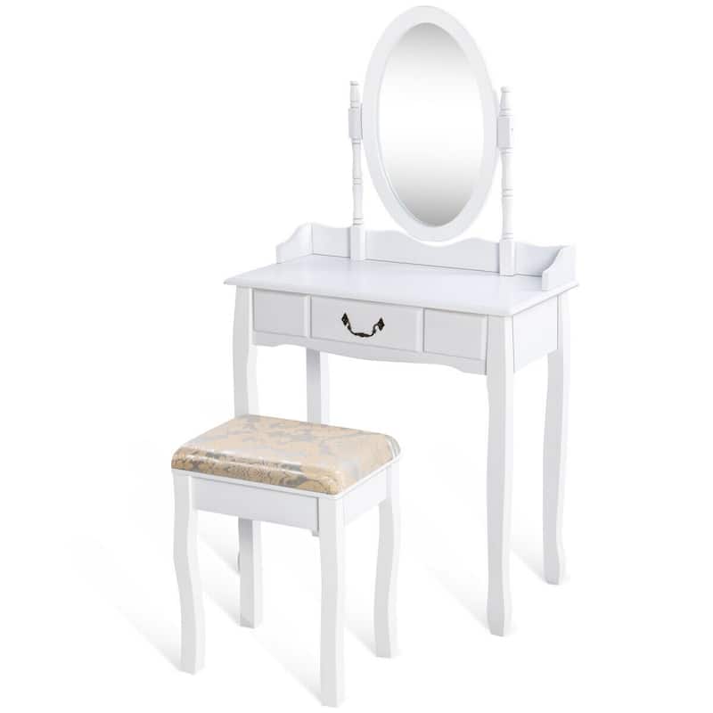 Costway Vanity Table Jewelry Makeup Desk Bench Dresser Stool