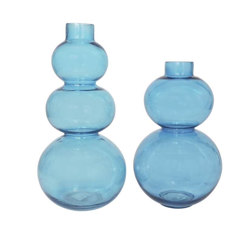 Glass Bubble Decorative Vase with Various Sizes - Set of 2 Blue - Roche River Decor