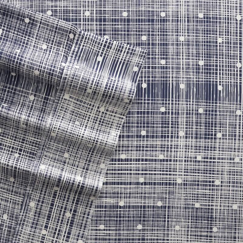 Becky Cameron Ultra Soft Printed 4-piece Deep Pocket Bed Sheet Set - California King - polka dot-navy