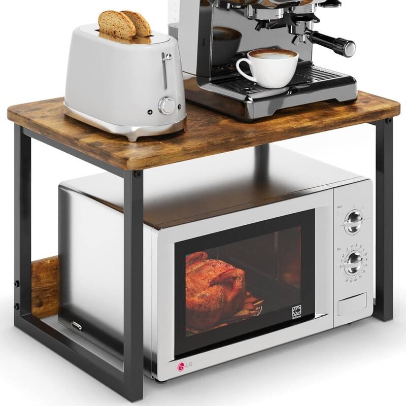 Kitchen Countertop Organizer Cabinet Shelf - 12.4"D x 17"W x 12"H -  Rustic Brown