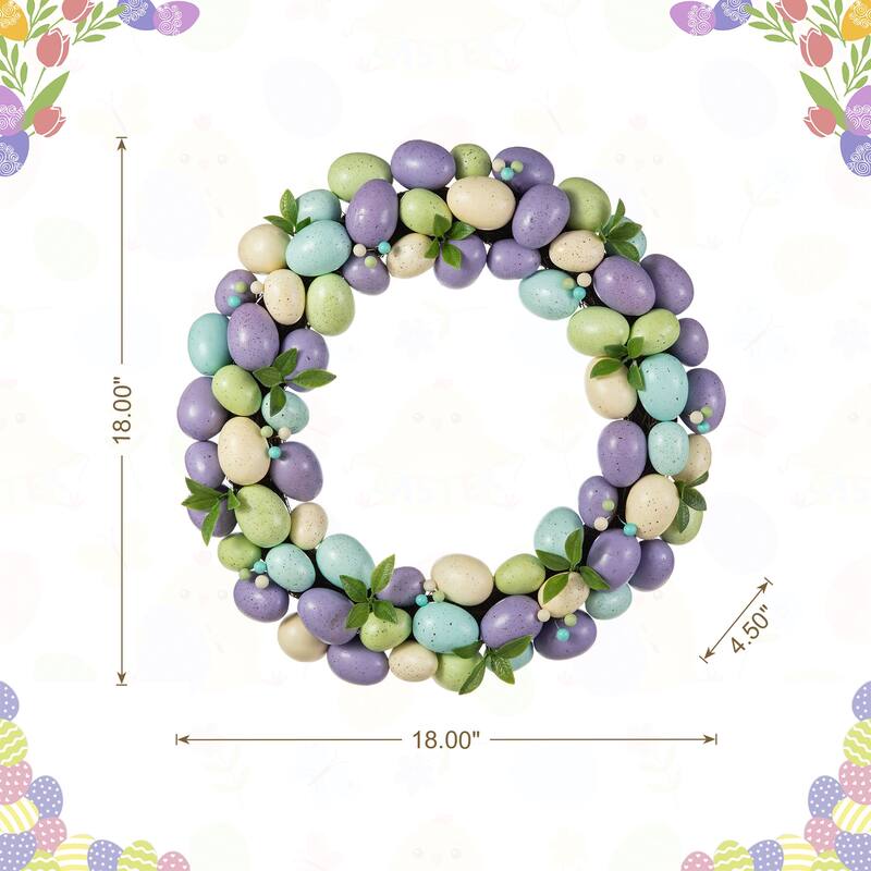 Glitzhome 18"D Easter Purple Hue Eggs Wreath for Front Door Wall Decor