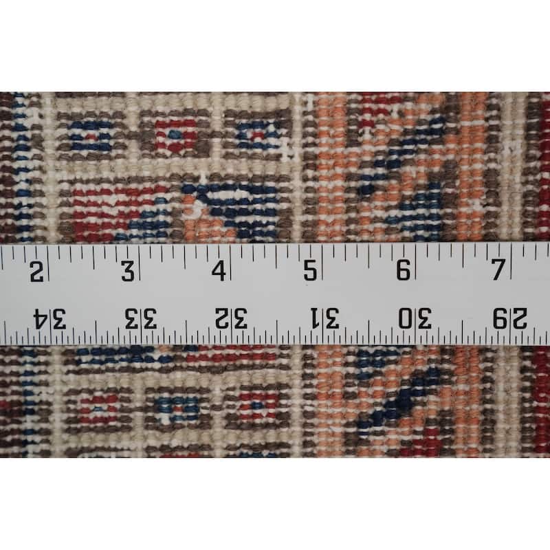Hand Knotted Oriental 100% Wool Carpet Traditional Geometric Oranges & Rust Ardebil Runner Rug - 10' 6'' X 2' 11''