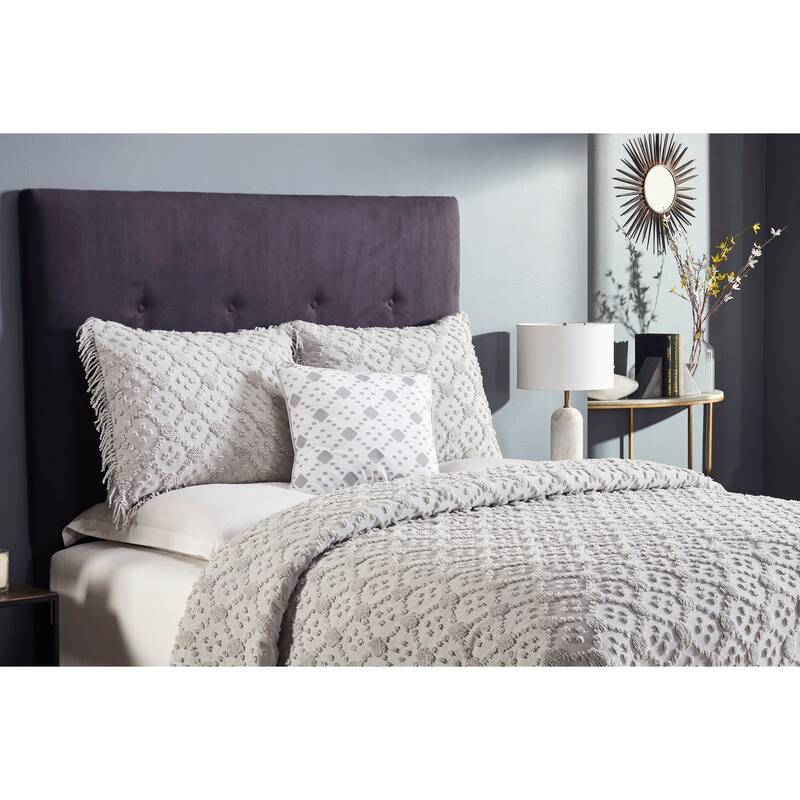 Better Trends Charleston Collection 4-Piece 100% Cotton Tufted Diamond Design Bedspread Set - Machine Washable & Tumble Dry Safe