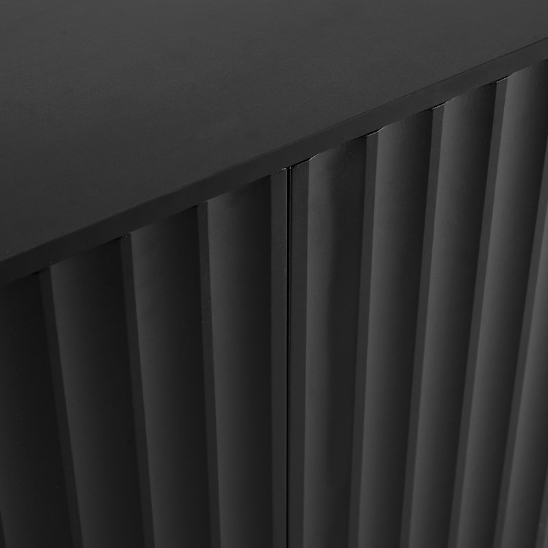 Minimalist Shoe Cabinet with Fluted Doors and 5 Solid Wood Legs - 55.1" W × 13.7" D × 35.4" H