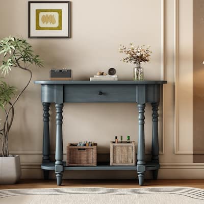 36 Inch Wood Console Table with Drawer and Shelf for Entryway