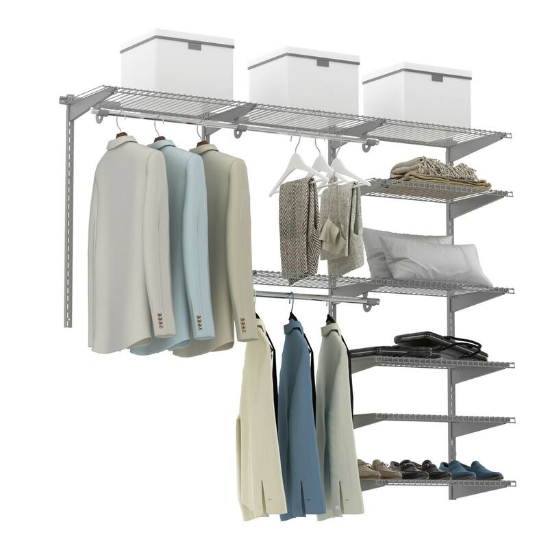 Gymax Custom Closet Organizer Kit 4 to 6 FT Wall-mounted Closet System - See Details - Grey - See Details