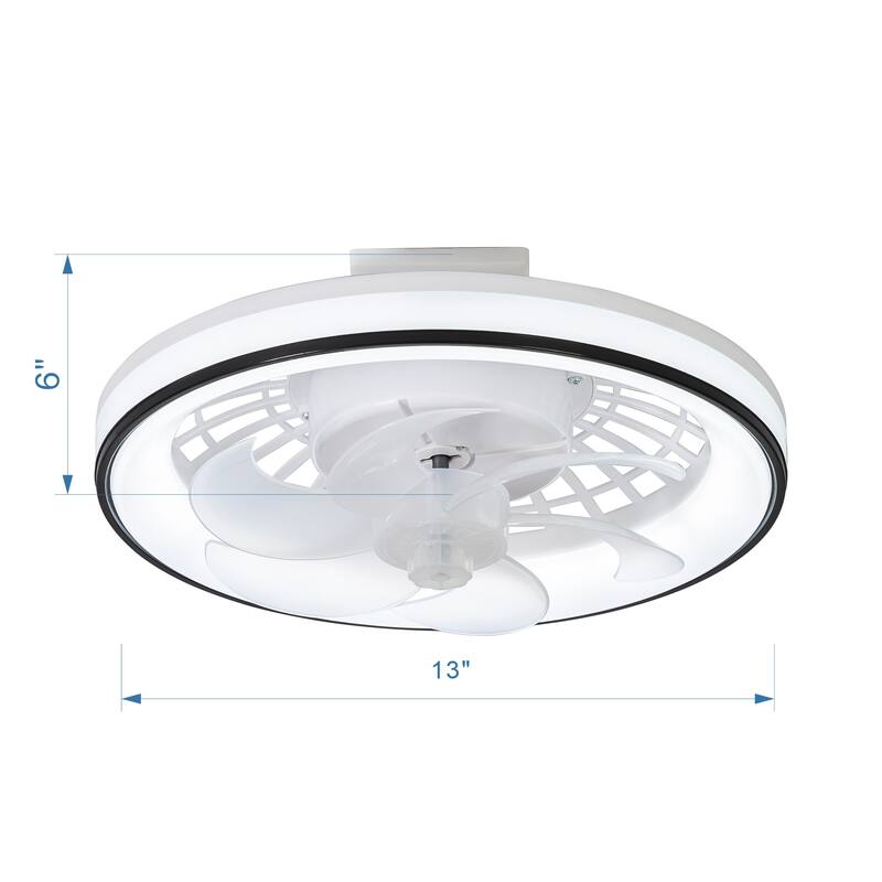 13-In Socket LED Ceiling Fans with Lights and Remote - White
