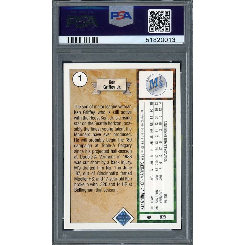 Ken Griffey Jr 1989 Upper Deck Baseball Star Rookie Card RC #1 Graded PSA 8 - 8'6" x 11'6"