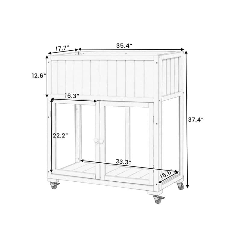 Compact 35.4" x 17.7" x 37.4" Wooden Cold Frame – Portable Greenhouse with Wheels & Dual Doors for Indoor/Outdoor Gardening‌