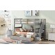 preview thumbnail 3 of 16, Twin over Twin Storage Bed Frame, Versatility Grey Wooden Bunk Bed Frame with 3 Drawers and Shelves, No Box Spring Required