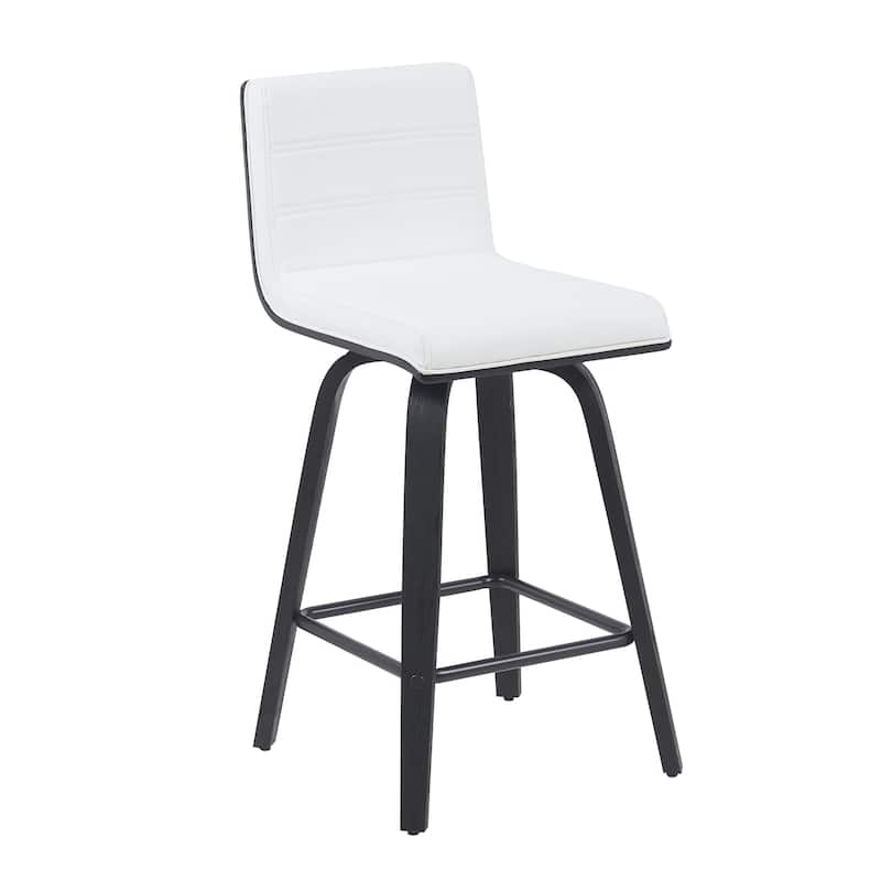 Skara Mid-Century Swivel Counter Stool, Upholstered Counter Height Chair with Bentwood Legs