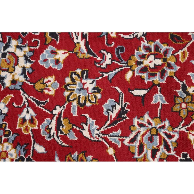 Traditional Red Kashan Turkish Area Rug Floral Machine-Made Carpet - 9'8" x 12'9"