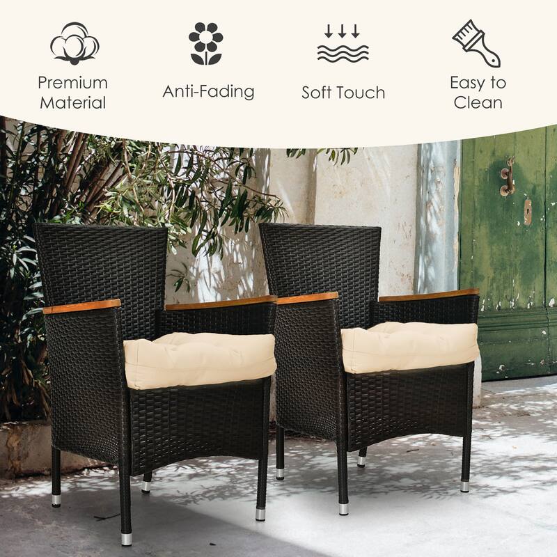 Costway 2 PCS 21'' x 21'' Patio Chair Seat Cushion Pads Indoor/Outdoor