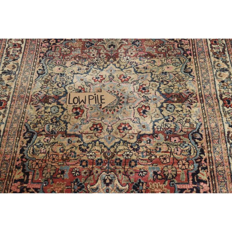 Hand Knotted Oriental 100% Wool Carpet Traditional Medallion Multi-Colored Mashad Area Rug - 5' 4'' X 4' 3''
