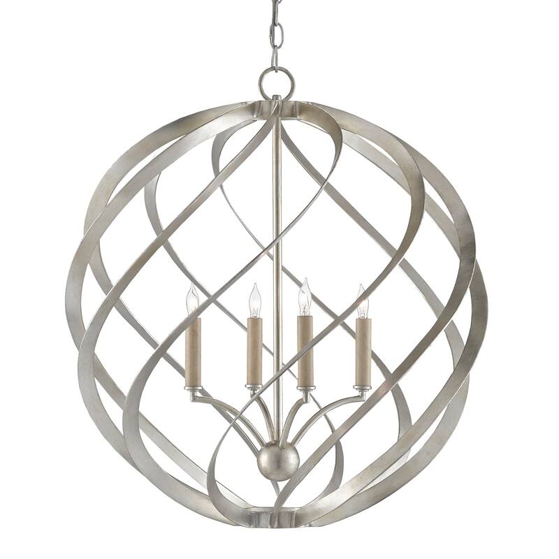 Currey & Company Roussel Orb Chandelier - 26.25"h x 24"dia - 26.25"h x 24"dia - Contemporary Silver Leaf