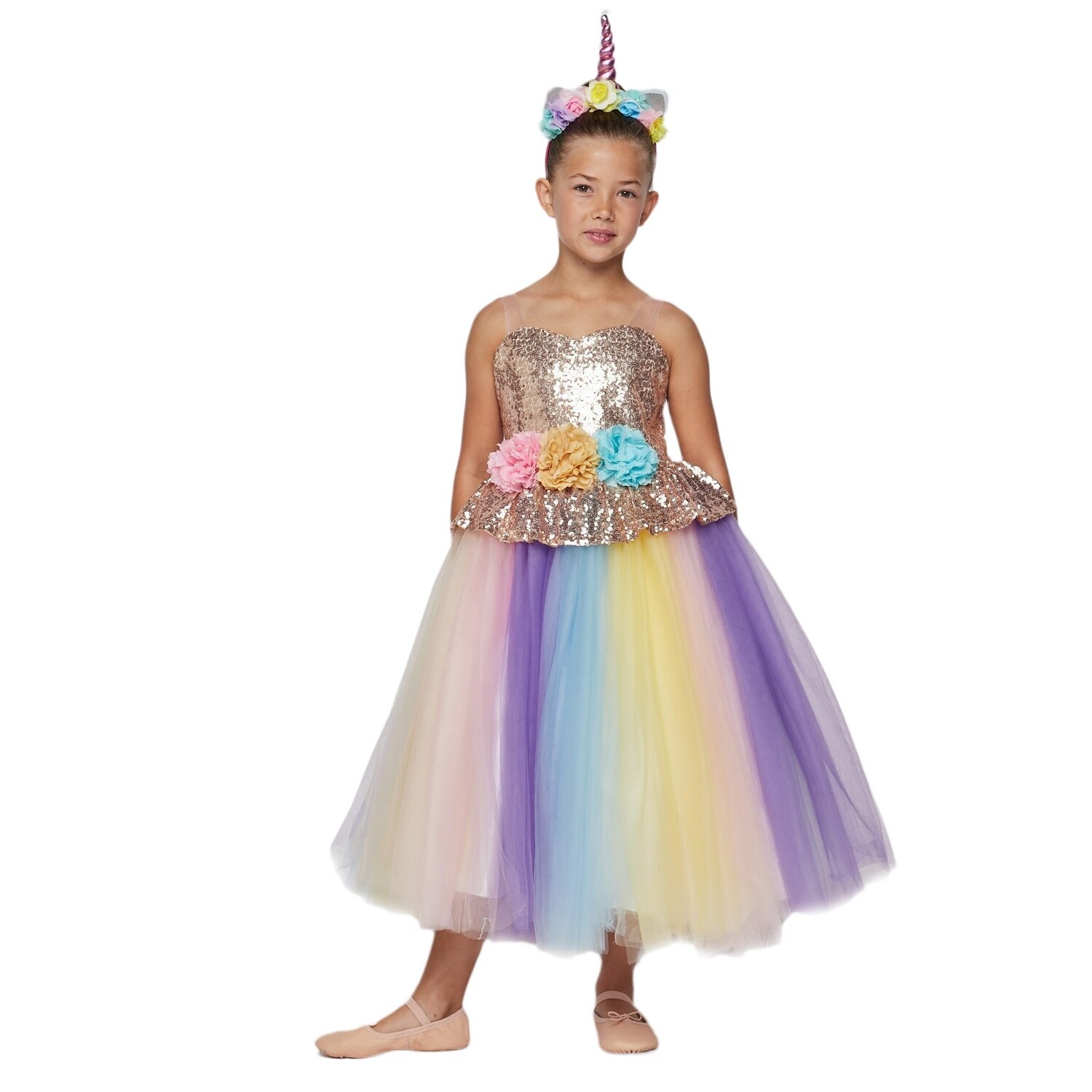 girls gold flower girl dress