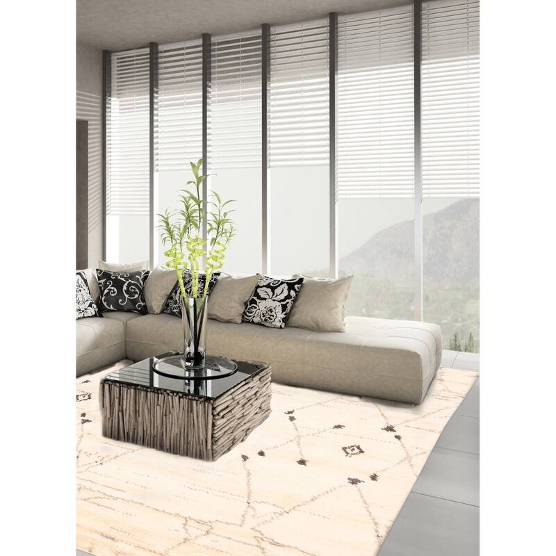 ECARPETGALLERY Hand-knotted Tangier Cream Wool Rug - 7'10 x 10'0