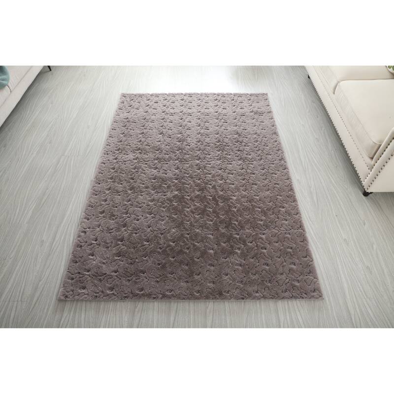 Amore Shag Collection Gray Textured Area Rug, 5' x 8' - 5' X 7'