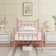 preview thumbnail 1 of 5, VECELO Metal Platform Bed Frame with Headboard and Footboard, Heavy Duty Slat Support/Underbed Storage Space, Victorian Style Pink - Twin