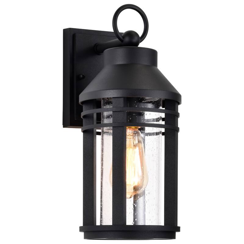 Wilton 1 Light Medium Wall Lantern Matte Black with Clear Seeded Glass