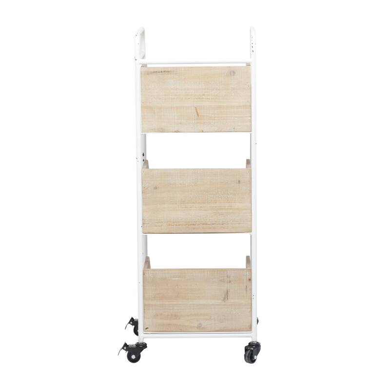 Wood Rolling 3 Drawer Storage Cart - Brown - Roche River Decor