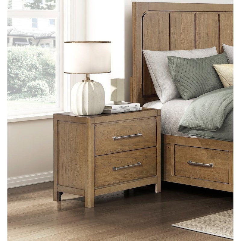 Modern Bedroom Furniture Sets Storage Bed Dresser Mirror Nightstand Chest Light Brown Finish