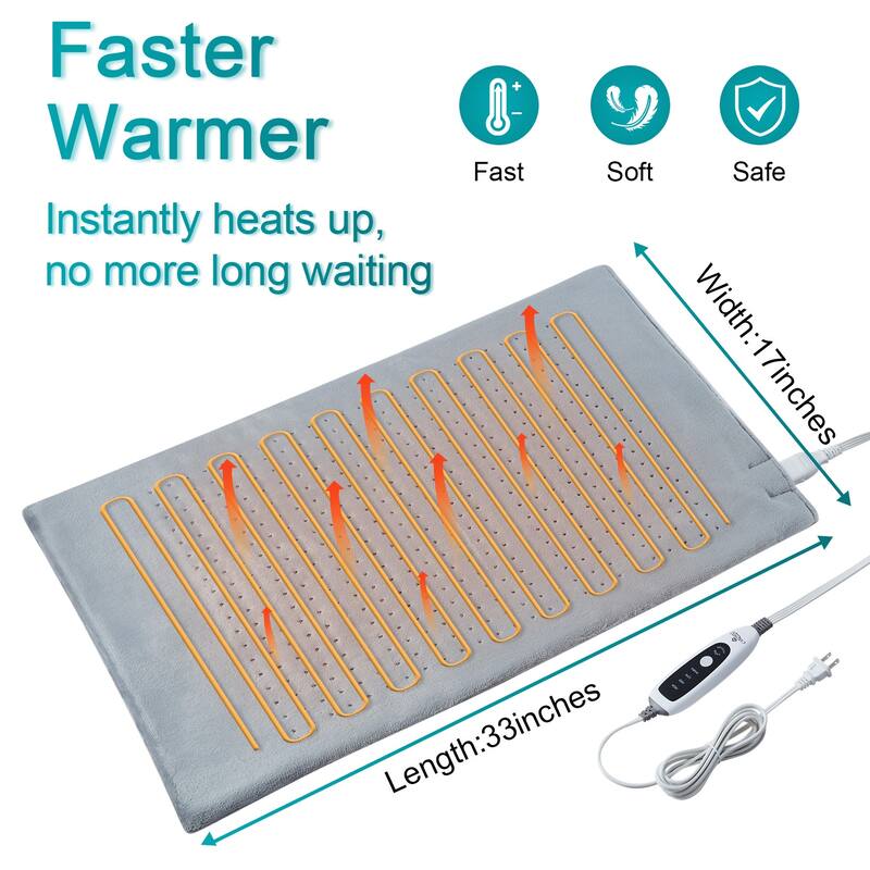 33"x17" Electric Heating Pad for Period Cramps, Machine Washable