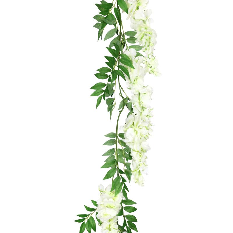 Set of 2 Cream White Artificial Wisteria Flower Garland Hanging Vine 6ft - Cream White - 72" L x 6" W x 6" DP