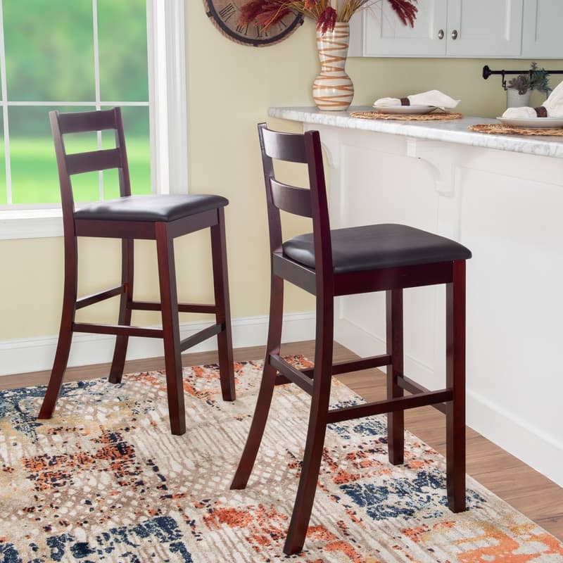 Linon McGrath Dark Cherry Finish Bar Stool