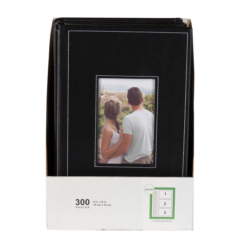 DesignOvation Debossed Black Faux Leather Photo Album (Pack of 4)