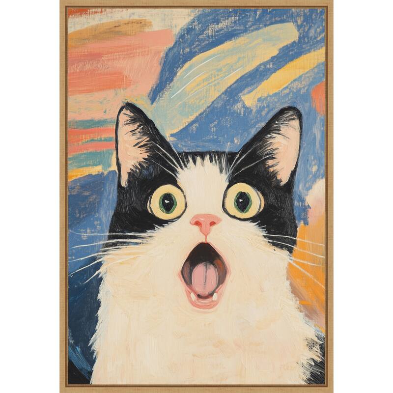 Really Scream Cat by Melloi Art Prints Framed Canvas Wall Art