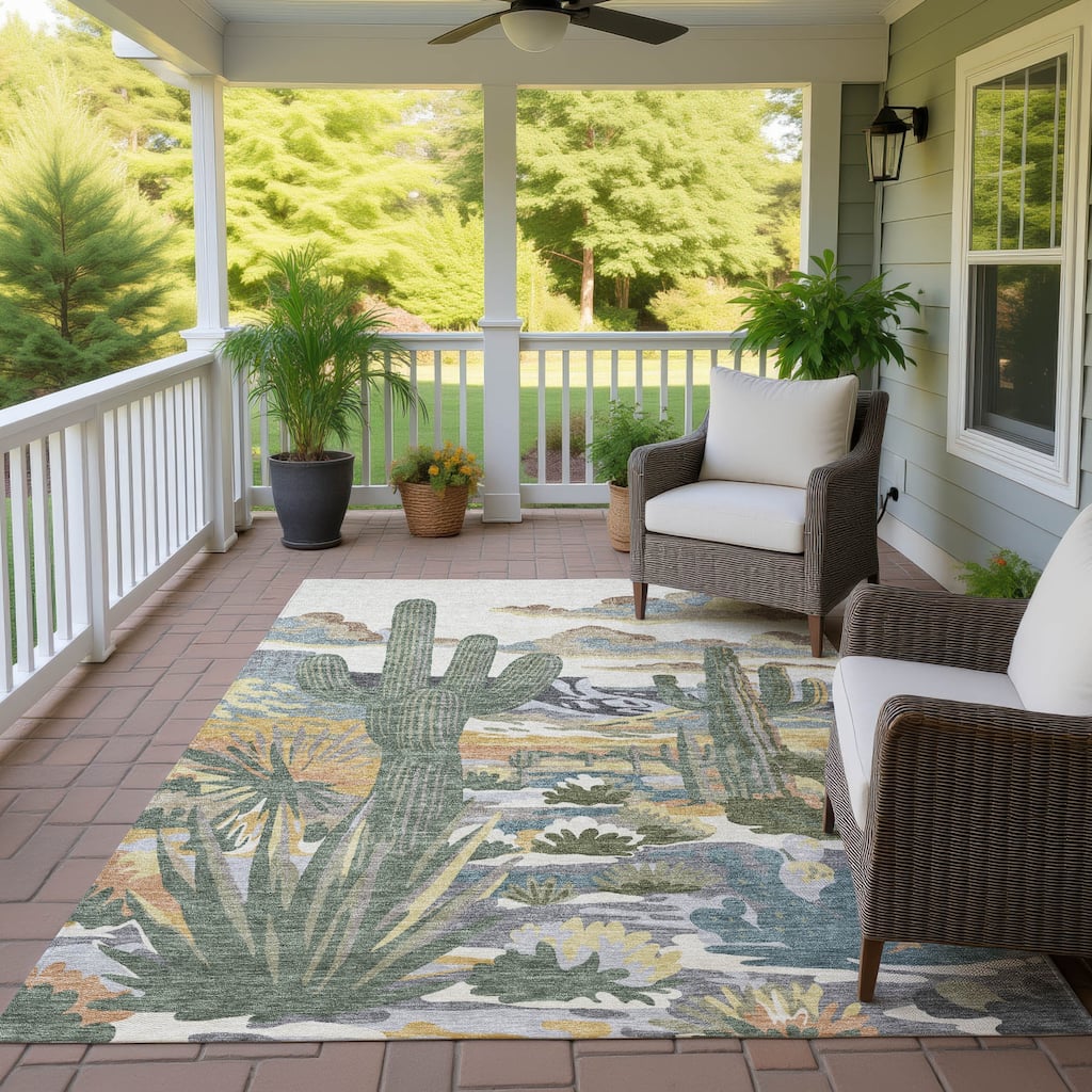 Machine Washable Indoor/ Outdoor Southwestern Mesa Chantille Rug