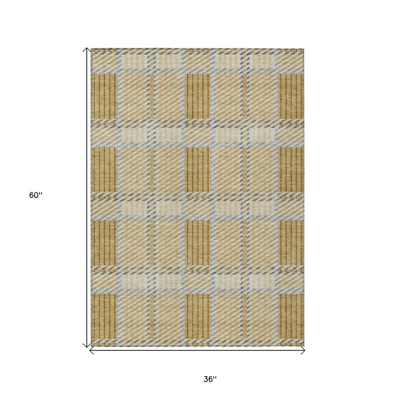 HomeRoots Plaid Transitional Rectangle Outdoor Rug