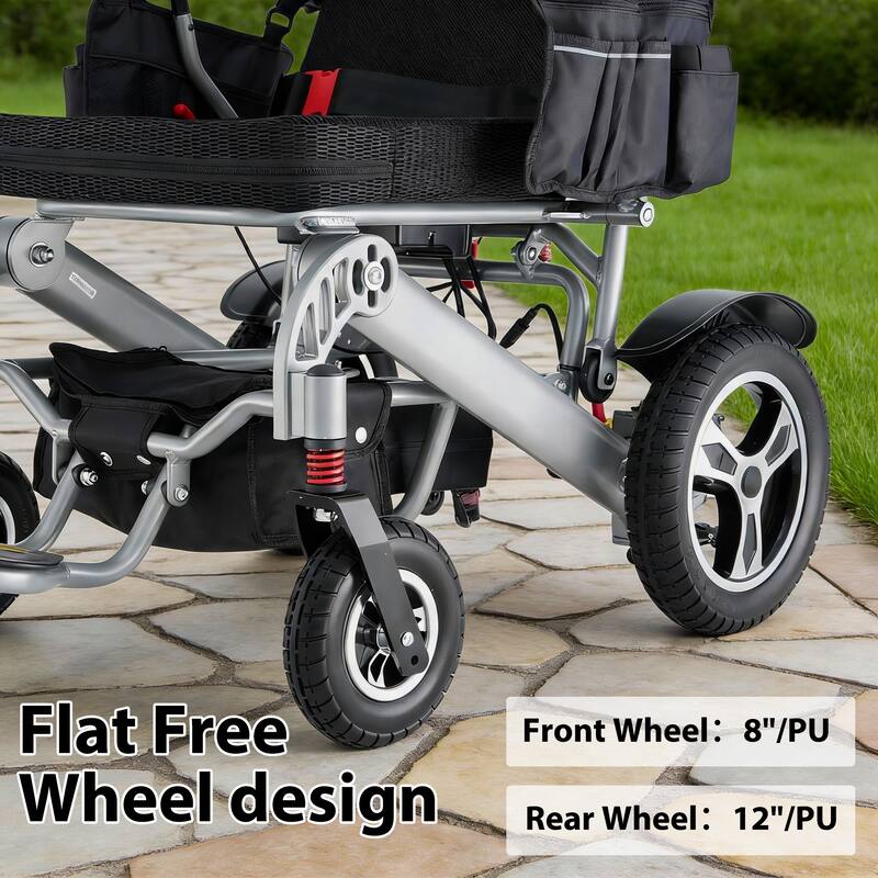 Foldable Electric Wheelchair for Adults, 300W Motor, Lightweight Aluminum Frame, Portable Power Wheelchair
