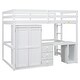 preview thumbnail 30 of 32, Wooden Loft Bed with Built-in Desk,A Wardrobe,Three Drawers,an Open Storage Cabinet,Full Size