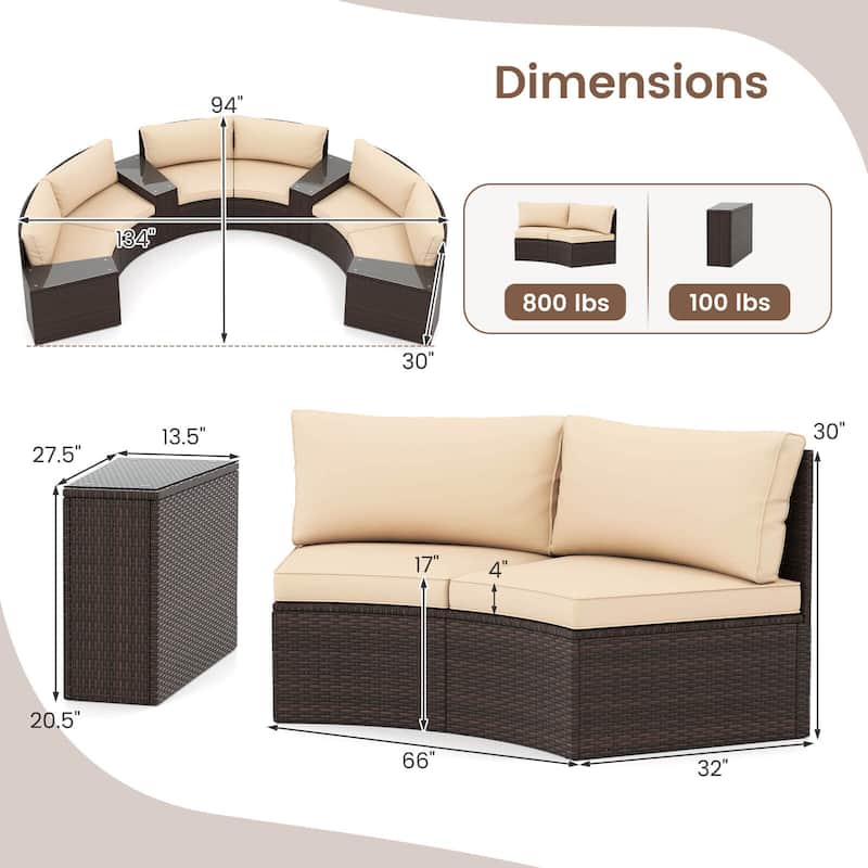 Costway 7 PCS Patio Furniture Set with Tempered Glass Top Side Tables - See Details