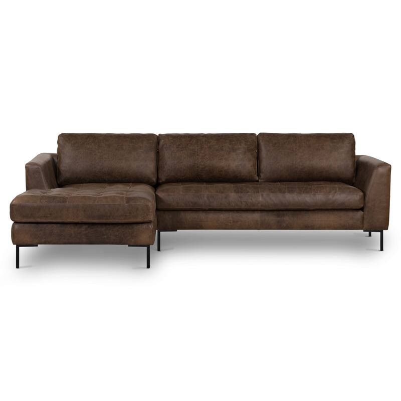 Poly & Bark Calle Left-Facing Sectional - Brown Stone/Black