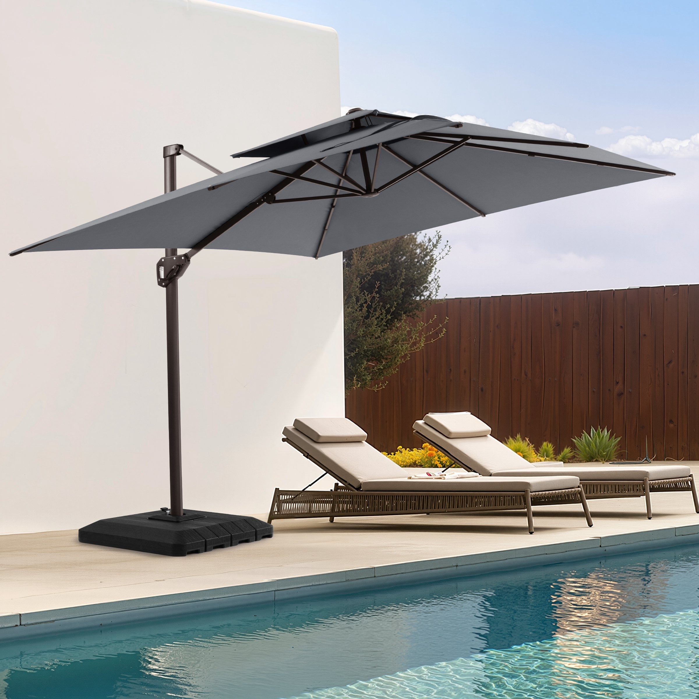 boracay patio umbrella MPL Shade 9' X 12' Cantilever with Base Included Rectangular Outdoor Large Offset Umbrellas with 7 Tilts Adjustable 360°Rotation for Deck Pool Garden Backyard, Beige : Patio, Lawn Gazebos by Garden Winds PURPLE LEAF 10 ft. Square