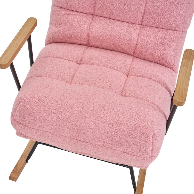 Nursery Rocking Chair Upholstered Modern Rocking chair with Wingback & Armrest Tall Back Accent Glider Rocker Chairs