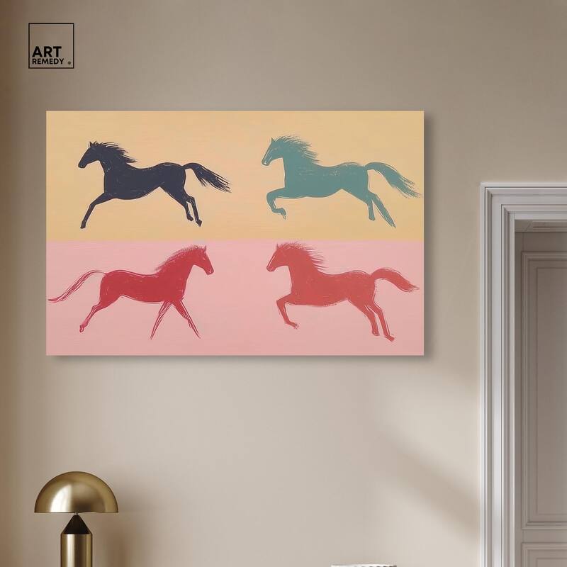Galloping Quartet Canvas by Art Remedy, Gallery Wrapped