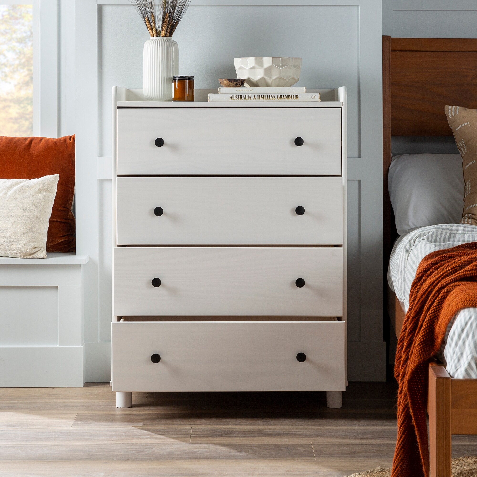 Porch Den Solid Pine Tray Top 4 Drawer Chest Overstock 31885922