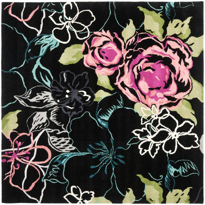 SAFAVIEH Handmade Wyndham Ambrosia Modern Wool Rug - 7' Square - Black/Multi