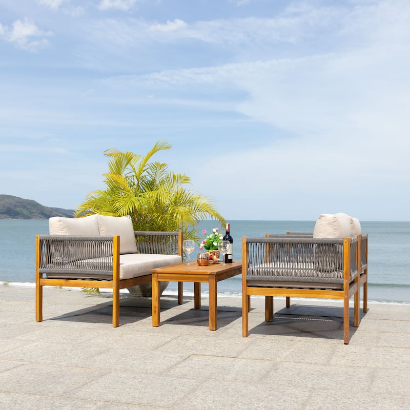 SAFAVIEH Outdoor Hilda 4-Piece Patio Living Set - 49Wx26Dx25H