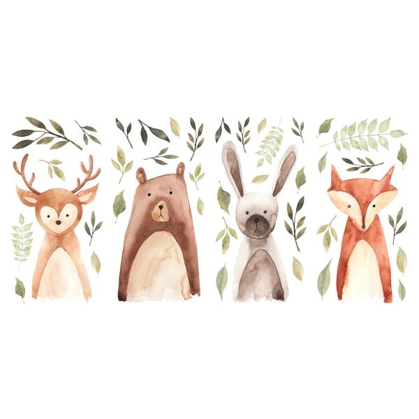 slide 2 of 4, RoomMates Watercolor Woodland Critters Wall Decals